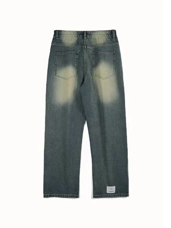 Men's Street Distressed Washed Jeans-4