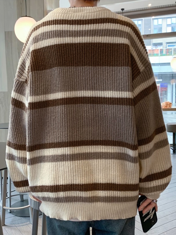 Men's Vintage Stripe Splice Sweater-3
