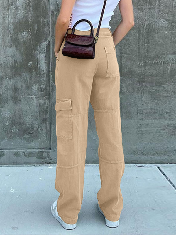 Pocket Patched Straight Cargo Jeans-2