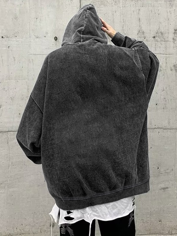 Men's Distressed Butterfly Print Oversized Hoodie-2