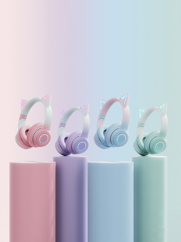 Luminous Gradient Cat Ear Bluetooth Headphone With Mic-2