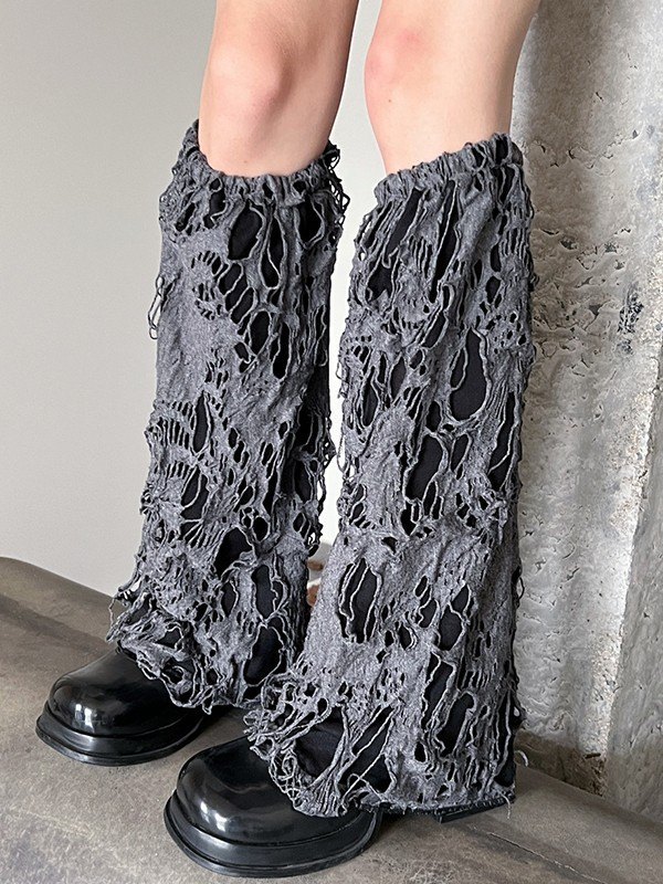 Solid Color Distressed Y2K Leg Warmer-3