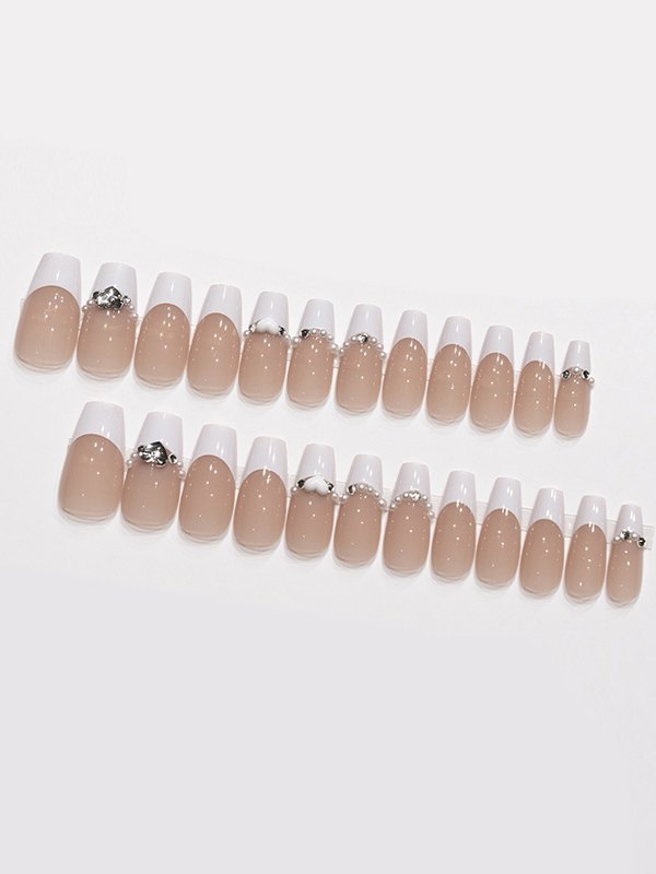 24pcs Heart Embellish Press On Nails-2