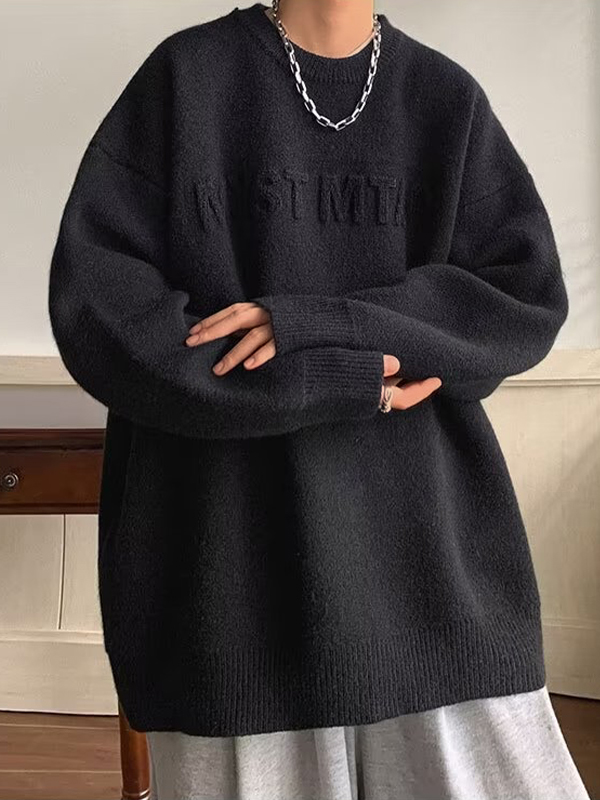 Men's Three Dimensional Letter Jacquard Sweater-3