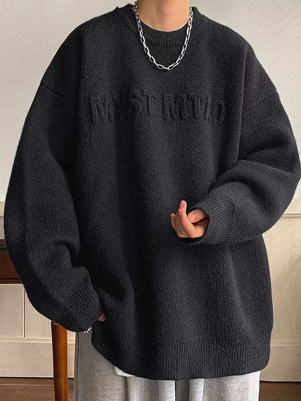 Men's Three Dimensional Letter Jacquard Sweater-2